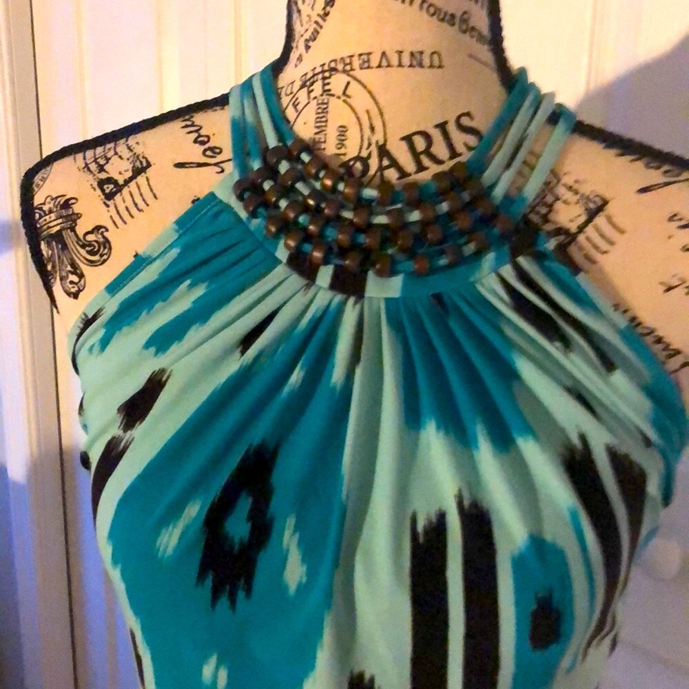⭐️Michael Kors blue/brown ikat printed top - Picture 7 of 12